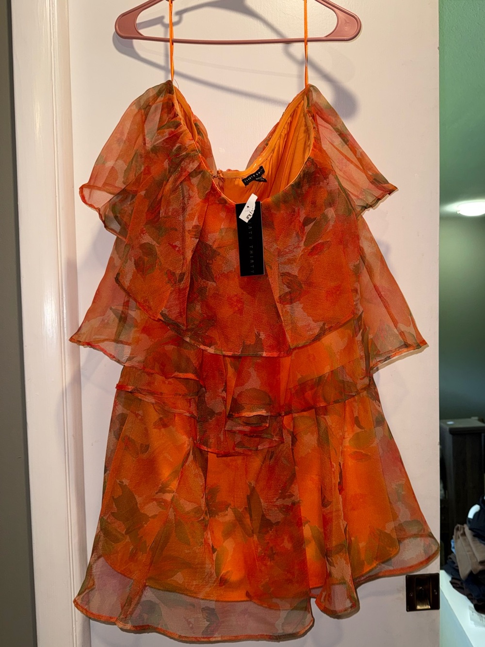 Orange Floral Layered Dress